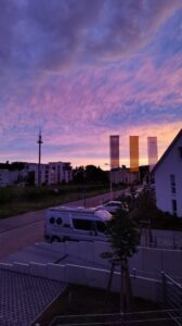 Sonnenuntergang mit Haus A